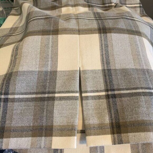 Katherine Kelly Plaid Pencil Skirt Womens Size 8 Gray Cream Lined Zip Back - Picture 9 of 11